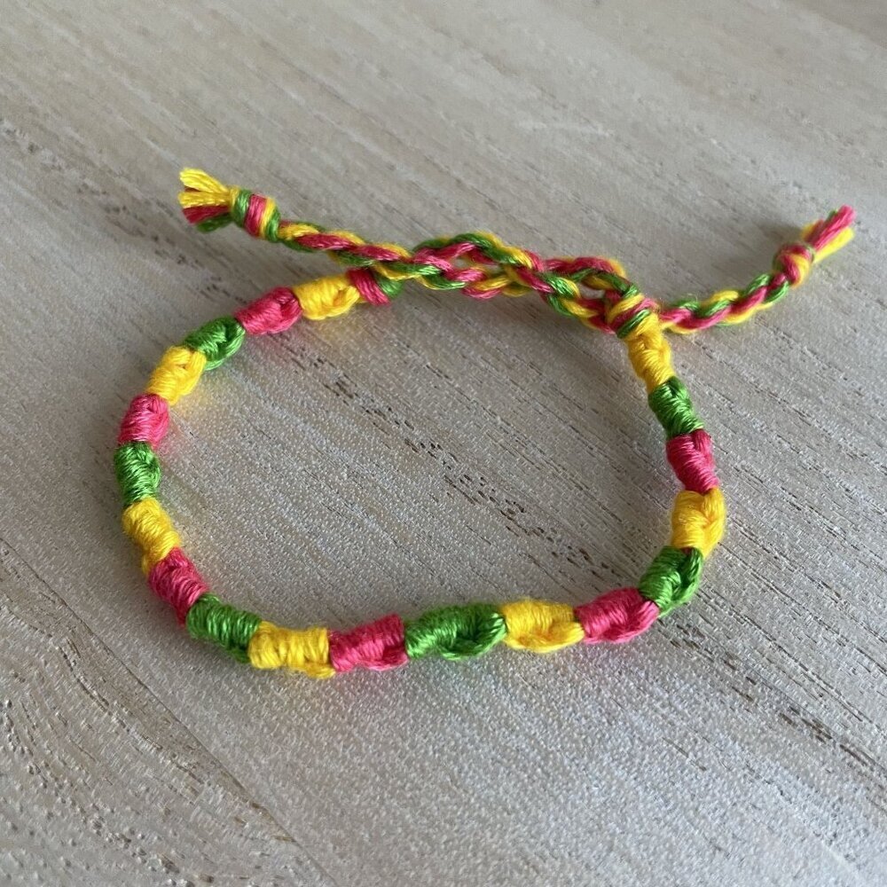 Claudette Bracelet, anklet, trendy, comfortable, tie, embroidery thread, woven,